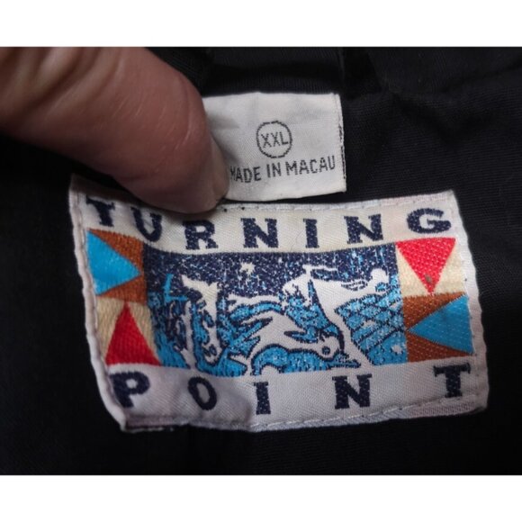 Vtg Turning Point CAT Mens XXL Black Zip Snap Caterpillar Lined Work Jacket Coat - Picture 11 of 14